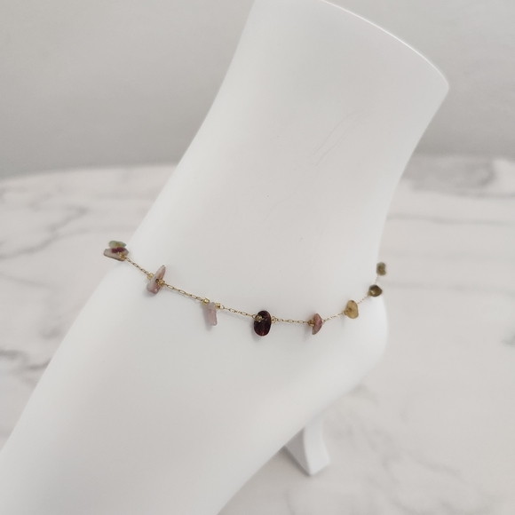 Jewelry - Minimalist Multicolor Dainty Stones 18K Gold Plated Anklet